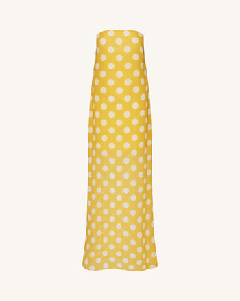 Robe longue bustier à pois - Jaune