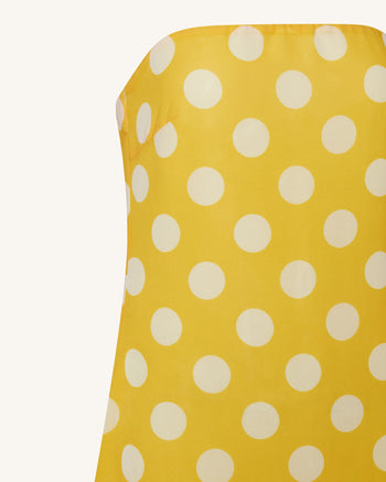 Robe longue bustier à pois - Jaune
