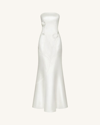 Robe bustier florale en polyester - Blanc