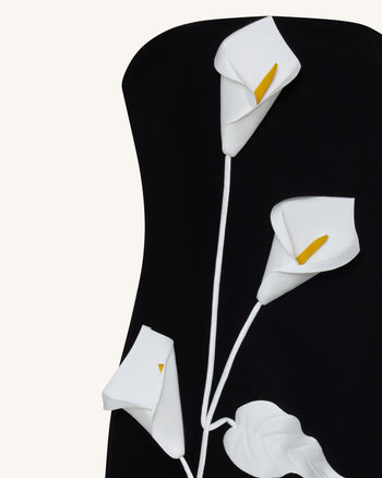 Robe bustier à appliqués floraux - Noir
