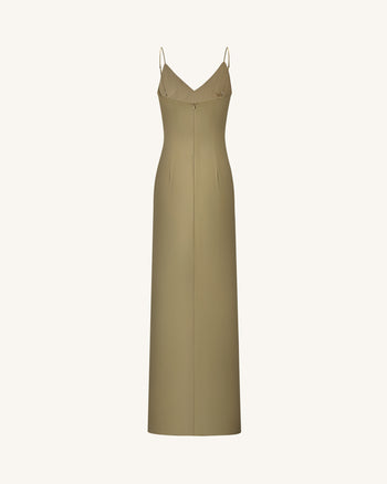 Iris Robe nuisette en satin à motifs - Vert olive