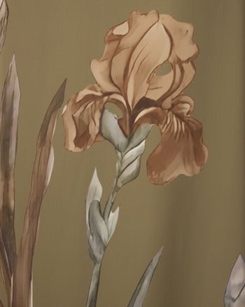 Iris Robe nuisette en satin à motifs - Vert olive