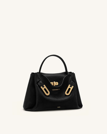 Rhea Petit sac d'épaule grainé à double boucle - Noir