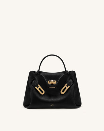 Rhea Petit sac d'épaule grainé à double boucle - Noir