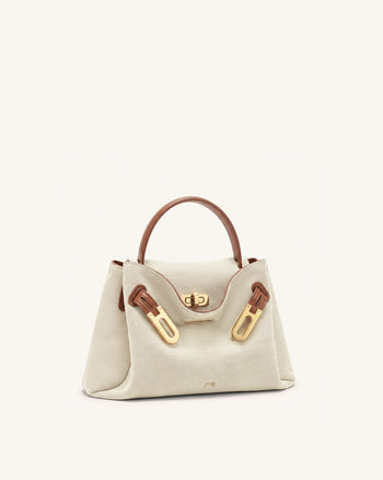 Rhea Petit sac d'épaule à double boucle en toile marron