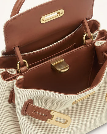Rhea Petit sac d'épaule à double boucle en toile marron