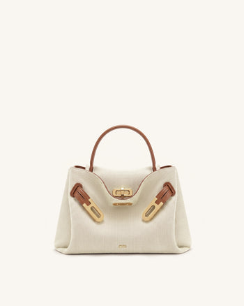 Rhea Petit sac d'épaule à double boucle en toile marron