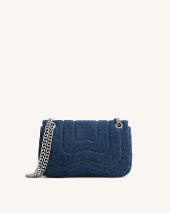 Tina Sac bandoulière matelassé à chaîne - Denim bleu