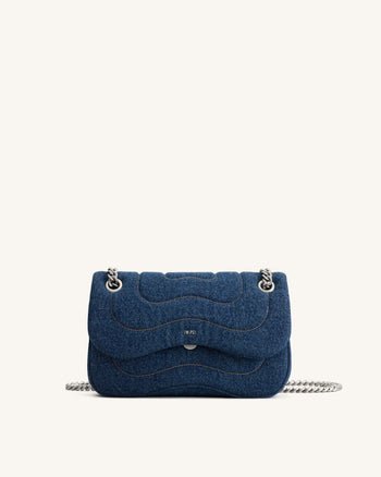 Tina Sac bandoulière matelassé à chaîne - Denim bleu