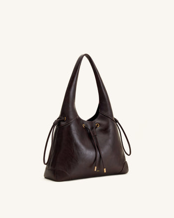 Celandra Sac hobo à cordon de serrage - Marron foncé