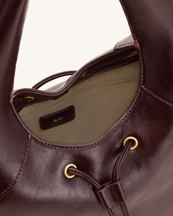 Celandra Sac hobo à cordon de serrage - Bordeaux foncé