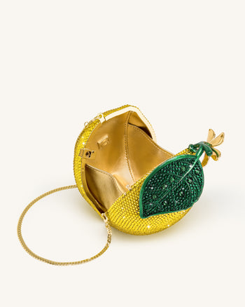 Pochette en strass d'inspiration citron - Jaune