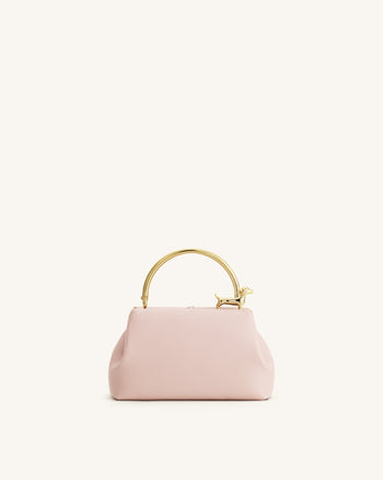 Bruna Sac à main à poignée supérieure métallique Teckel - Rose clair