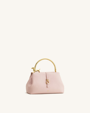 Bruna Sac à main à poignée supérieure métallique Teckel - Rose clair