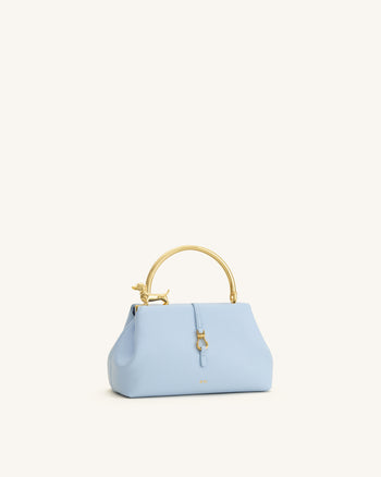 Bruna Sac à main à anse supérieure en forme de teckel en métal - Bleu clair