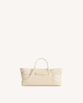 Maeve Sac cabas avec breloque teckel en métal – Effet croco ivoire