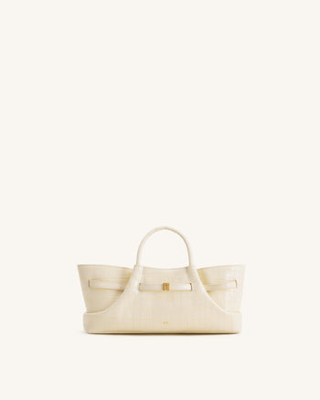 Maeve Sac cabas avec breloque teckel en métal – Effet croco ivoire