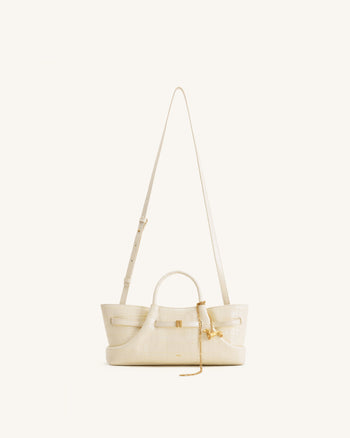 Maeve Sac cabas avec breloque teckel en métal – Effet croco ivoire