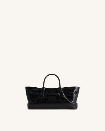 Maeve Sac cabas avec breloque teckel en métal – Effet croco noir