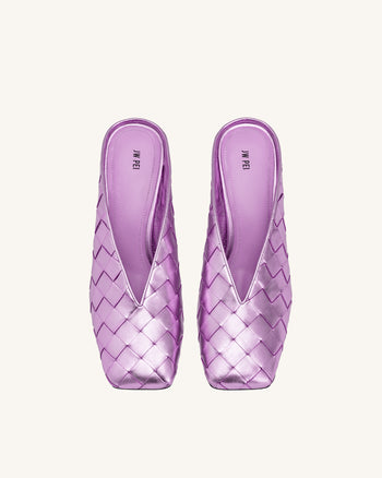 Ellie Mules à talons tressées à bout carré - Violet