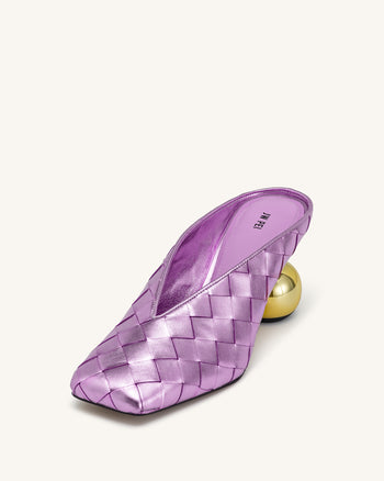 Ellie Mules à talons tressées à bout carré - Violet