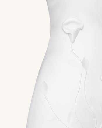 Mini robe dos nu à fleurs 3D - Blanc