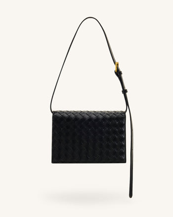 Clio Sac bandoulière enveloppe à texture tressée - Noir