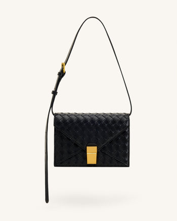 Clio Sac bandoulière enveloppe à texture tressée - Noir