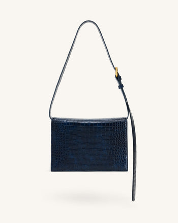 Clio Sac bandoulière enveloppe - Effet croco marine
