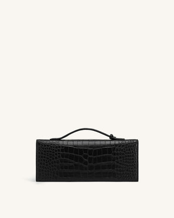 Celeste Sac à Poignée Enveloppe - Croco Noir