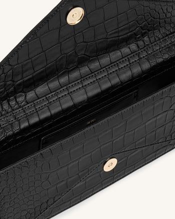 Celeste Sac à Poignée Enveloppe - Croco Noir