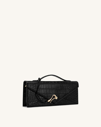 Celeste Sac à Poignée Enveloppe - Croco Noir