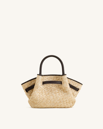 Hana Mini sac cabas en paille synthétique - Marron