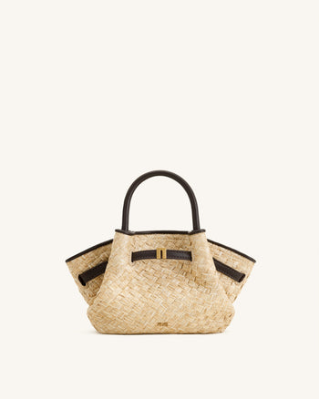 Hana Mini sac cabas en paille synthétique - Marron