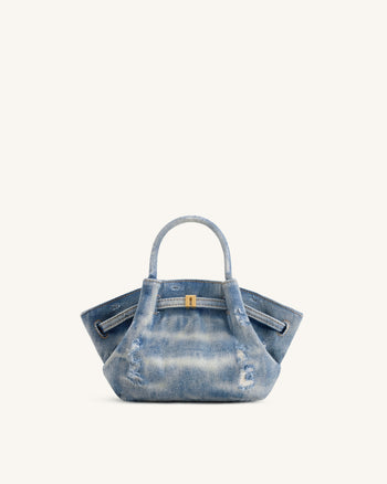 Hana Mini Sac Cabas en Denim - Bleu