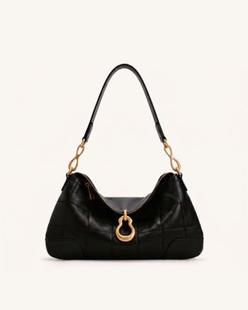 Jayla Sac à bandoulière orné d'un pendentif métallique - Noir anthracite