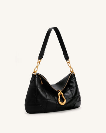 Jayla Sac à bandoulière orné d'un pendentif métallique - Noir anthracite