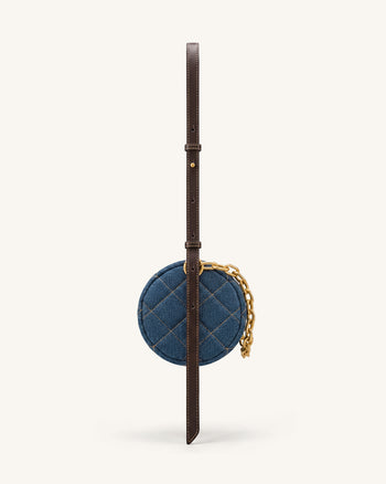 Lucienne Sac à bandoulière matelassé à chaîne motif teckel - Jean bleu