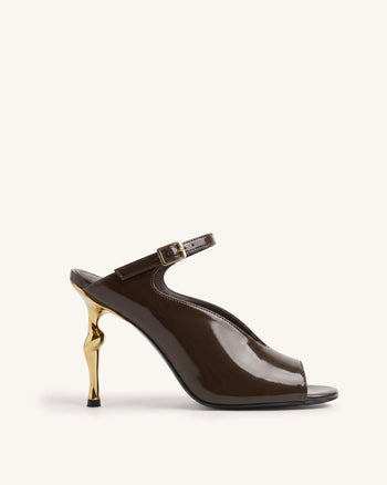 Alivia Talons peep-toe en métal doré - Marron foncé