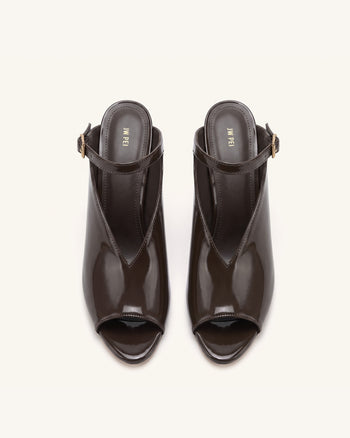 Alivia Talons peep-toe en métal doré - Marron foncé