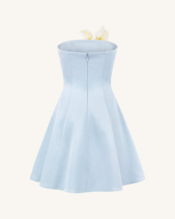 Lily Mini robe trapèze bustier à imprimé floral - Bleu clair
