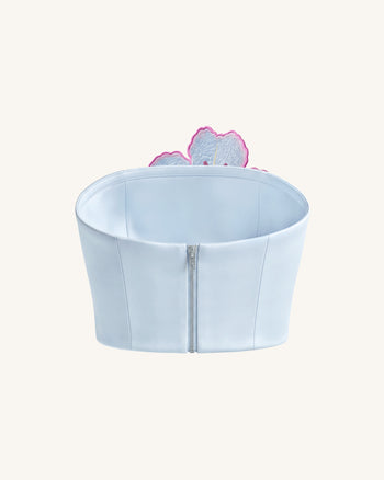 Lily Top corset bustier brodé de fleurs - Bleu clair