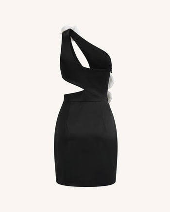 Robe courte à découpes et ornements orchidées - Noir