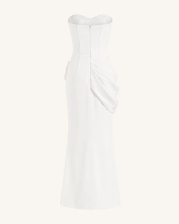Robe longue corset à ornements orchidées - Blanc