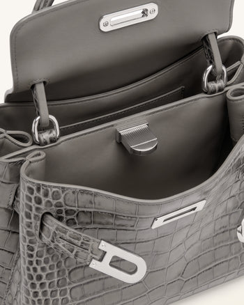 Rhea Petit sac d'épaule à double boucle - Crocodile gris