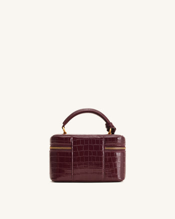 Sac à main avec anse supérieure en forme de boîte Cleo - Bordeaux Croco