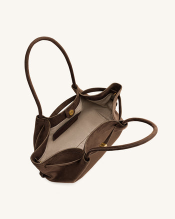 Hana Sac cabas large en simili daim - Marron foncé