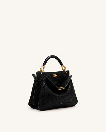Lucia Sac à poignée supérieure effet éléphant - Noir