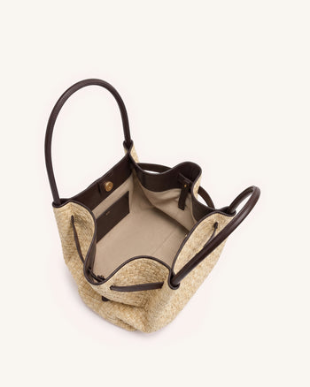 Hana Grand sac fourre-tout en paille synthétique - Marron