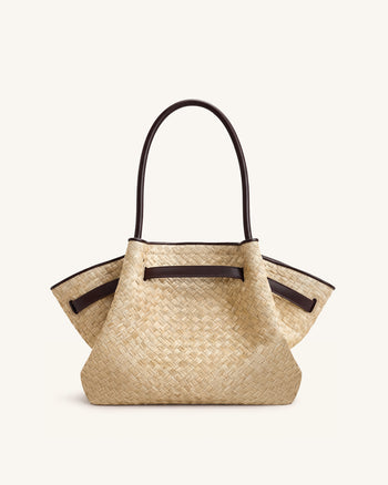 Hana Grand sac fourre-tout en paille synthétique - Marron